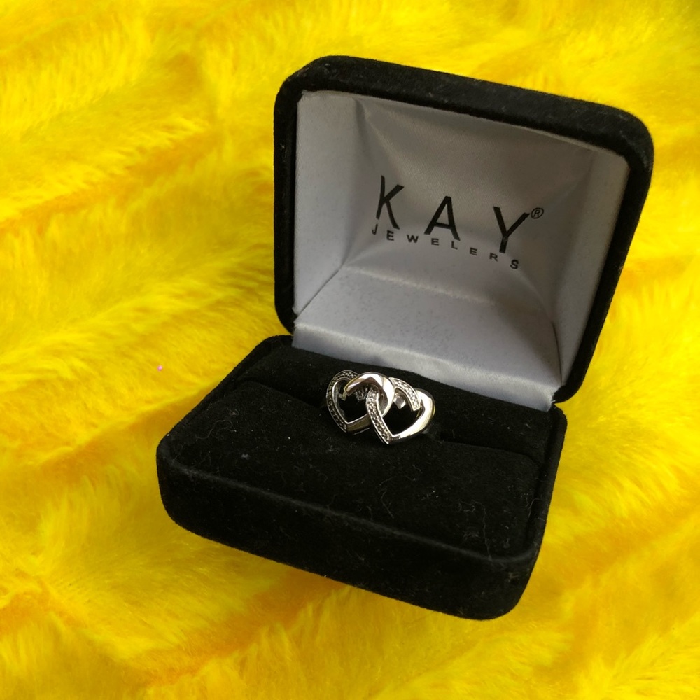 Sterling silver and diamond encrusted ring